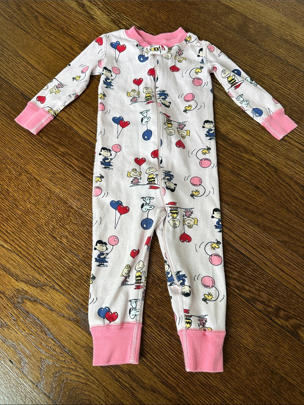 Hanna Andersson Heart & Balloon Peanuts Print One-Piece Pajama